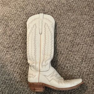 Lucchese Cream Western Heeled Boots